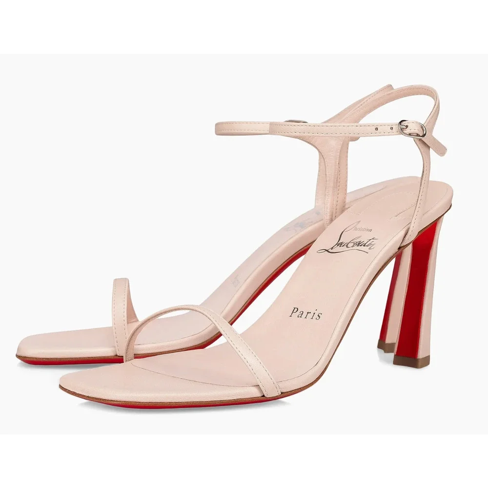 Christian Louboutin Condora Sandal 85 Leche White Pink Ankle Strap Heel Pump 40 - Picture 1 of 16